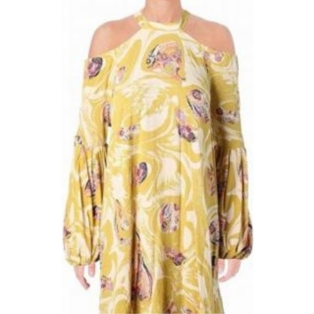 NWT FREE PEOPLE Yellow Multi Floral Drift Away Shirt Dress SZ: XS - Picture 3 of 3